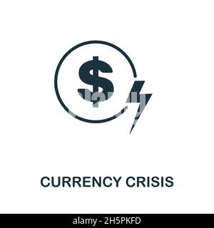 Currency Crisis icon. Monochrome sign from economic crisis collection. Creative Currency Crisis icon illustration for web design, infographics and Stock Vector