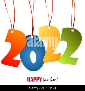 colored hang tags with numbers 2022 for New Year greetings Stock Vector