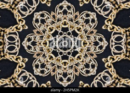 Abstract Golden Forms mandala Pattern, coming from a fractal design. Esoteric seamless background. Stock Photo