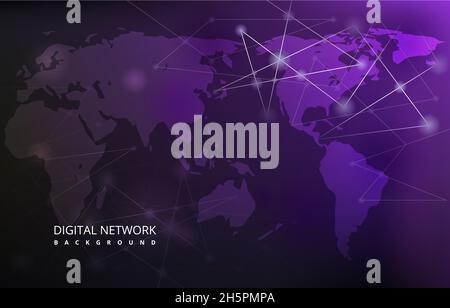 Global Map Digital Network Connection Internet Technology Background Stock Vector