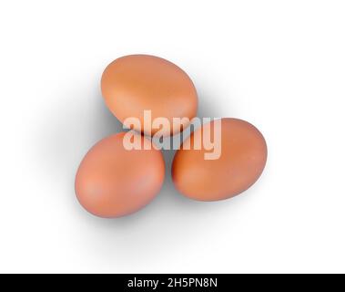 Three eggs isolated on white background Stock Photo