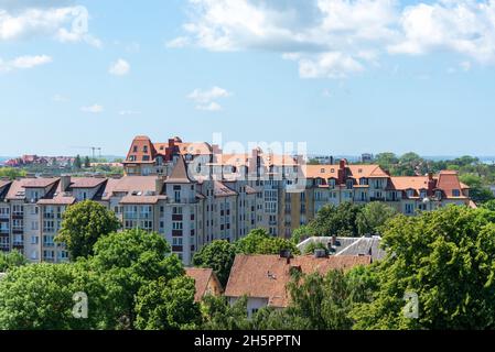 Zelenogradsk, Russia June 2021 A magnificent urban landscape that can be seen from the observation deck of the water tower in the city center. Stock Photo