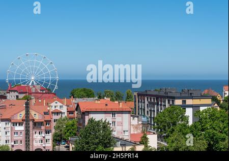 Zelenogradsk, Russia June 2021 A magnificent urban landscape that can be seen from the observation deck of the water tower in the city center. Stock Photo