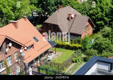 Zelenogradsk, Russia June 2021 A magnificent urban landscape that can be seen from the observation deck of the water tower in the city center. Stock Photo