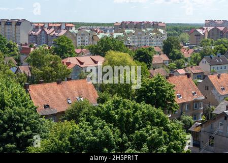 Zelenogradsk, Russia June 2021 A magnificent urban landscape that can be seen from the observation deck of the water tower in the city center. Stock Photo