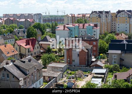 Zelenogradsk, Russia June 2021 A magnificent urban landscape that can be seen from the observation deck of the water tower in the city center. Stock Photo