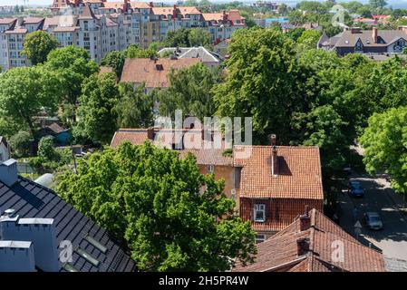 Zelenogradsk, Russia June 2021 A magnificent urban landscape that can be seen from the observation deck of the water tower in the city center. Stock Photo