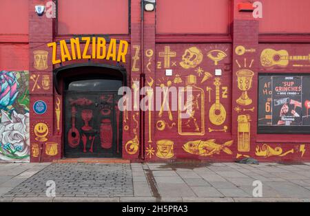 Outside Zanzibar music club in Liverpool City Centre Stock Photo