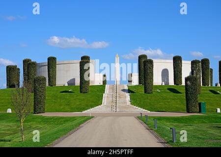 Front view of the Armed Forces Memorial, National Memorial Arboretum, Alrewas, Staffordshire, England, UK, Western Europe. Stock Photo