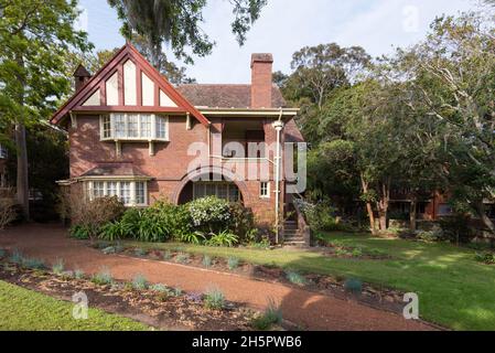 The heritage listed Tulkiyan in Gordon New South Wales is a Federation Arts and Crafts style building designed by B. J. Waterhouse and built in 1913. Stock Photo
