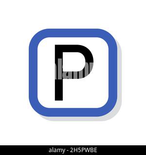 Parking sign vector icon. Roadsign stop symbol isolated traffic illustration. Stock Vector