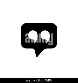 Quote black flat simple icon. Quotation information for textblock symbol concept isolated illustration. Stock Vector