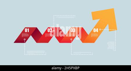 Infographic vector isolated diagram vector concept illustration. Multicolor arrows with numbered steps business background. Stock Vector