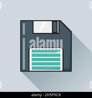 diskette with shadow on blue background, vector illustration Stock Vector