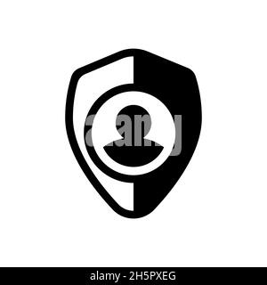 Shield with avatar, personal data protection flat vector isolated illustration. Stock Vector