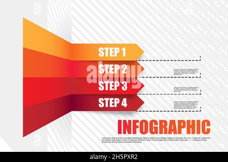 Infographic vector isolated diagram vector concept illustration. Multicolor arrows with numbered steps business background. Stock Vector