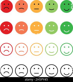 set emotions rating different colors in flat style Stock Vector