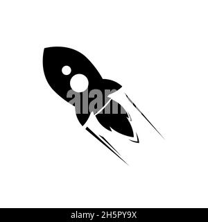 Rocket ship launching, flat icon of rocketship startup illustration on white background Stock Vector