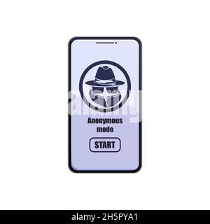 Anonymous phone vector isolated, security service app flat gadget, smartphone. Stock Vector