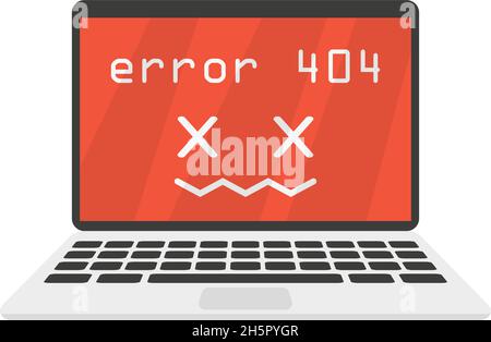 laptop web error 404 in flat style, vector illustration Stock Vector
