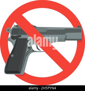 weapons ban, symbol of ban gun, flat style Stock Vector