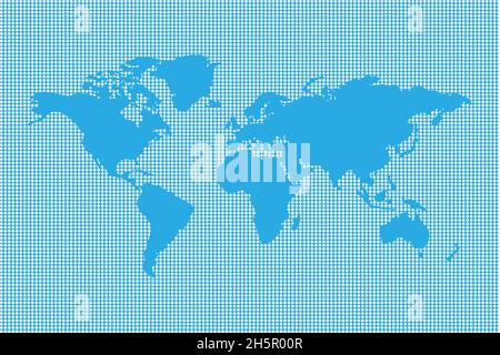 world map on blue background with white circles Stock Vector