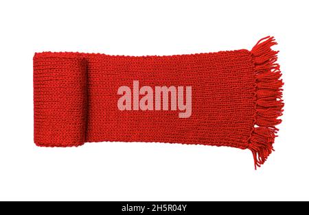 Warm winter scarf on a white background. Stock Photo