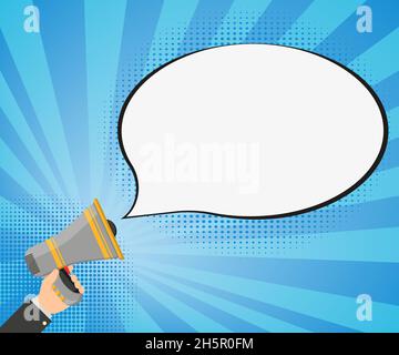 megaphone, bubble with place for text, pop art Stock Vector