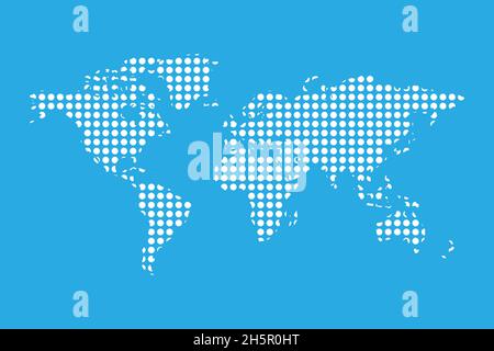 world map consisting of circle on blue background Stock Vector