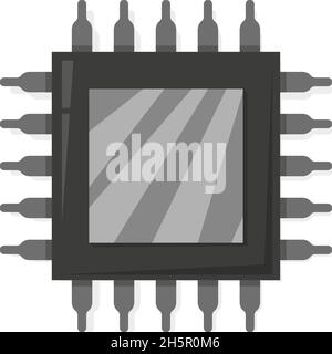 CPU computer microchip in flat style, vector illustration Stock Vector