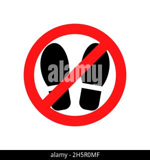 Footprint vector icon, no shoes, dont step allowed warning isolated symbol illustration. Stock Vector