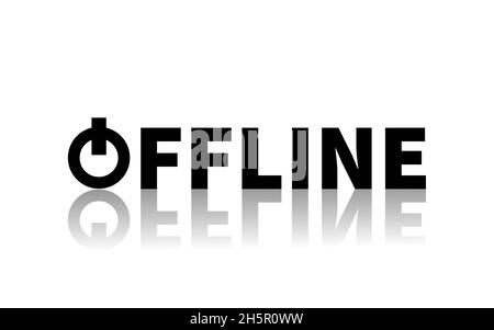 Offline vector text with shadow, digital detox concept word with o in style of power button Stock Vector