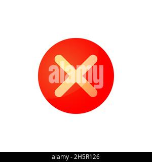 No, rejected red checkmark with shadow for buttons or stickers Stock Vector