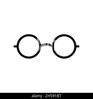 Glasses vector round old style hipster element flat black icon Stock Vector