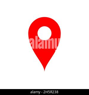 Map pin vector flat navigation icon, place pointer red gps symbol isolated illustration Stock Vector