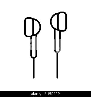 Earphones vector wireless device linear style icon, headphones flat symbol isolated on white background Stock Vector