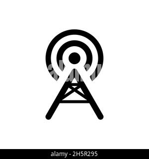 Wireless wi-fi connection transmitter antena tower broadcasting signal vector icon, isolated illustration Stock Vector