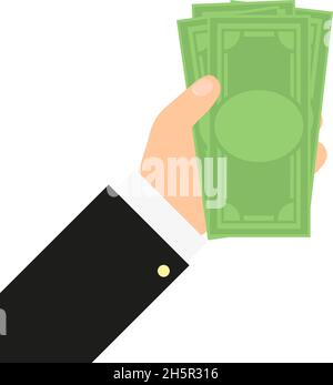 money in hands in flat style, vector illustration Stock Vector