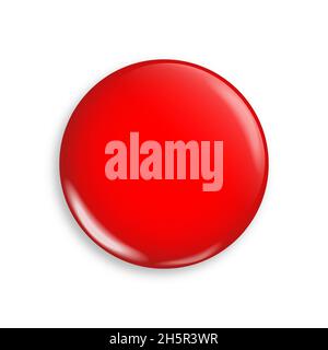 Red badge vector realistic button mock up isolated push blank graphic illustration Stock Vector