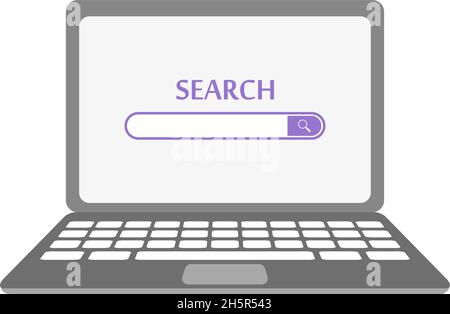 search engine on a laptop in flat style Stock Vector