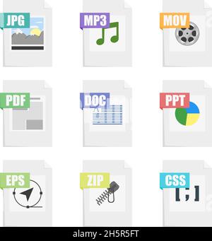 set of color web document icons, vector illustration Stock Vector