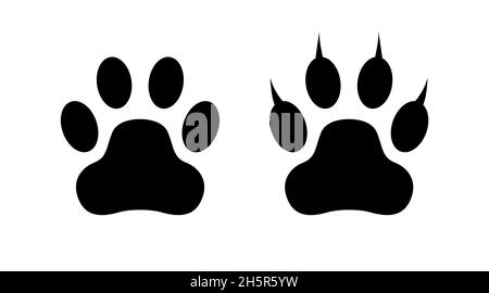 Paw print of animal icon, dog or cat footprint symbol isolated on white background Stock Vector