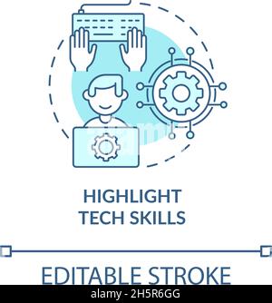 Highlight tech skills blue concept icon Stock Vector