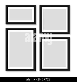 Photo frame blank vector picture mock up, isolated photography board realistic collection illustration Stock Vector