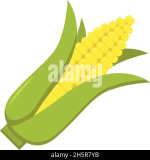 corn cob on white background in flat style Stock Vector