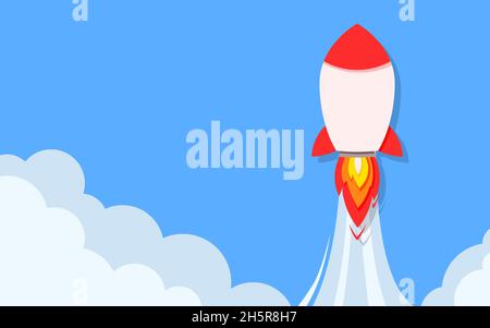 Start up vector rocket launch business, startup graphic concept backdrop strategy illustration Stock Vector