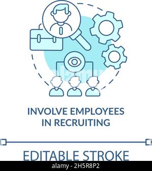 Involve employees in recruiting blue concept icon Stock Vector