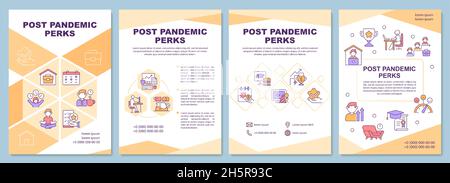 Post pandemic perks brochure template Stock Vector