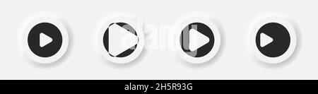 Play button collection modern neumorphic style, neumorphism media buttons set Stock Vector