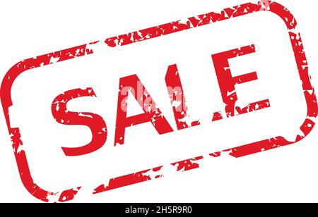 old vintage print red sold mark in flat style Stock Vector